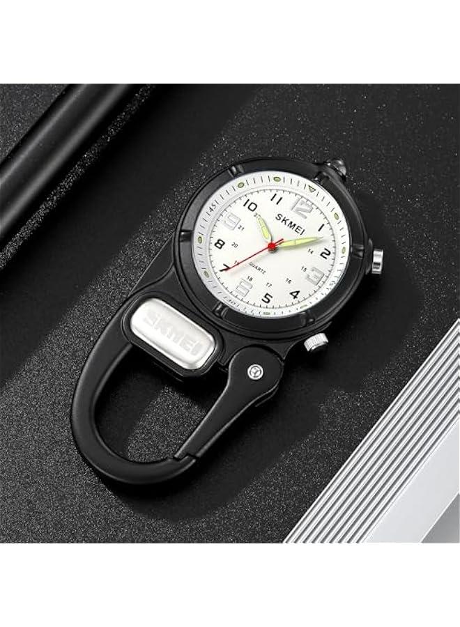 Clip On Watch Pocket Carabiner Watches with Flashlight Second Hand Nursing Unisex Backpack Buckle Belt Portable Watch Use for Field Work Climbing Hiking Outdoor Activities Sports  - Image 5