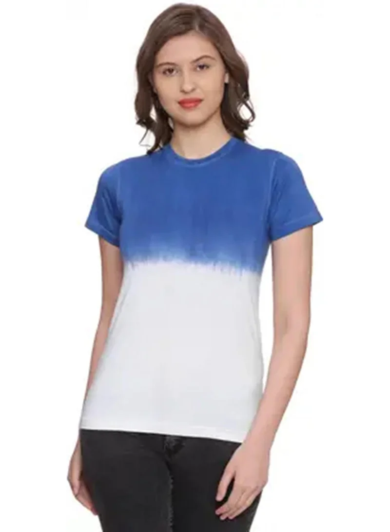 Campus Sutra Women's Royal Blue Ombre-Dye Print Top