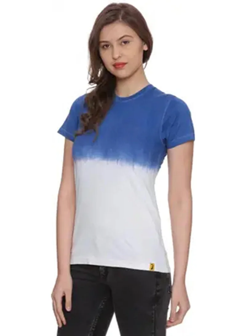 Campus Sutra Women's Royal Blue Ombre-Dye Print Top