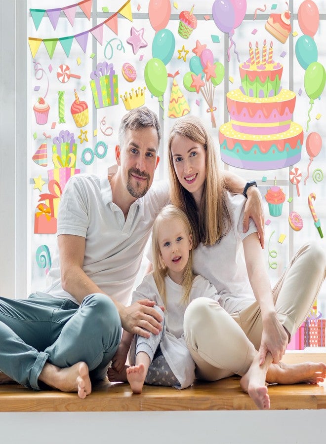 وولاين ملصقات نوافذ "عيد ميلاد سعيد" من والين، 6 أوراق، بألوان الباستيل، على شكل كعكة عيد ميلاد وبالون، قابلة لإعادة الاستخدام، لتزيين النوافذ في المنزل والمدرسة والحفلات والزجاج. - Image 4
