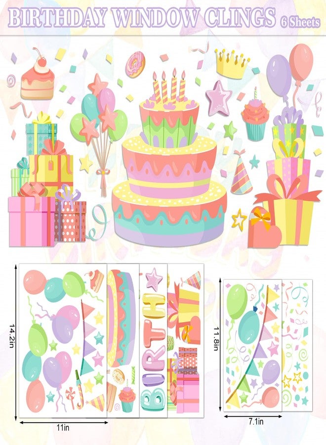 وولاين ملصقات نوافذ "عيد ميلاد سعيد" من والين، 6 أوراق، بألوان الباستيل، على شكل كعكة عيد ميلاد وبالون، قابلة لإعادة الاستخدام، لتزيين النوافذ في المنزل والمدرسة والحفلات والزجاج. - Image 5