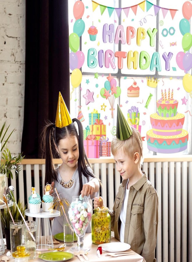 وولاين ملصقات نوافذ "عيد ميلاد سعيد" من والين، 6 أوراق، بألوان الباستيل، على شكل كعكة عيد ميلاد وبالون، قابلة لإعادة الاستخدام، لتزيين النوافذ في المنزل والمدرسة والحفلات والزجاج. - Image 3