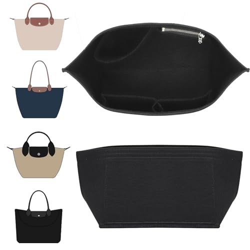 Doxo Longchamp Organizer Insert Medium Felt Bag Organizer with Cup HolderpSuitable for Le pliage M Tote Bag and MoreBlackM - Image 1