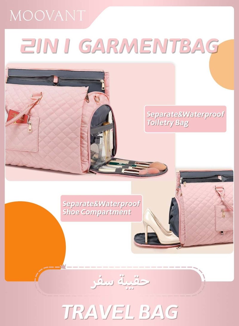 Moovant Rolling Duffle Bag with 2 Wheels, Expandable Garment Bags, Large Trolley Bag, Carry On Travel Bag, Weekender Bags for Women, Pink - Image 2