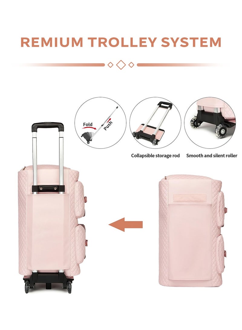 Moovant Rolling Duffle Bag with 2 Wheels, Expandable Garment Bags, Large Trolley Bag, Carry On Travel Bag, Weekender Bags for Women, Pink - Image 4