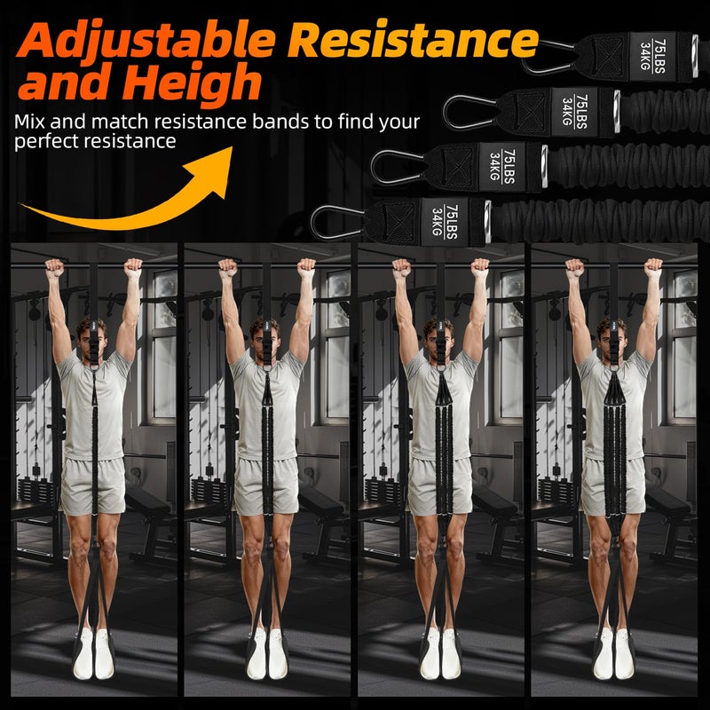 TB3C Pull Up Assistance Bands, Adjustable Heavy Duty Resistance Band for Pull Up Bar with 4 Assist Bands, Dual Footrests, Resistance Bands for ï¼·orking Out, Strength Training, Home Gym(Black) - Image 2