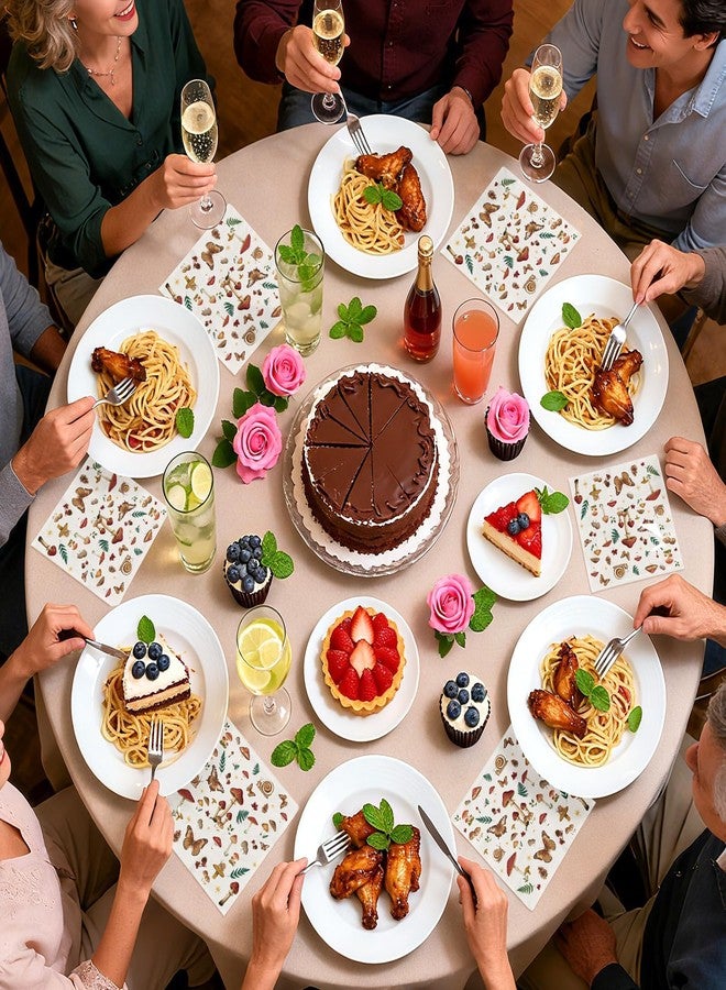 Grencian 100Pcs Vintage Mushroom Paper Napkins 3 Ply Woodland Forest Theme Disposable Absorbent Hand Towels Mushroom Plants Party Guest Napkins for Kids Boys Girls Spring Baby Shower Birthday Party Supplies - Image 5