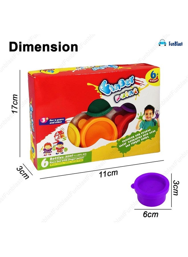 FunBlast Finger Painting Kit, 6 Colors DIY Coloring Hand Paint for Art and Craft Work, Finger Paints for 3+ Year Kids, Finger Paint Kit, Washable Paints for Kids, Return Gifts for Kids - Image 2