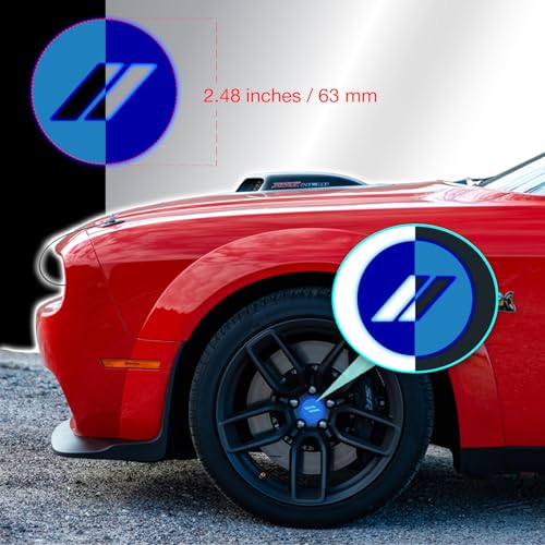 IPG Compatible with Dodge Charger, Challenger, Durango (2017–2023) Wheel Center Cap Overlay Decal Sticker Wrap Kit – Hash Rhombus Design – Personalize Your Vehicle (Outer Logo, Reflective - Blue) - Image 3