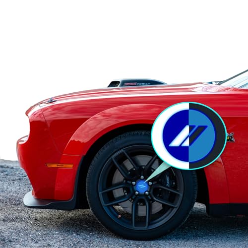 IPG Compatible with Dodge Charger, Challenger, Durango (2017–2023) Wheel Center Cap Overlay Decal Sticker Wrap Kit – Hash Rhombus Design – Personalize Your Vehicle (Outer Logo, Reflective - Blue) - Image 4