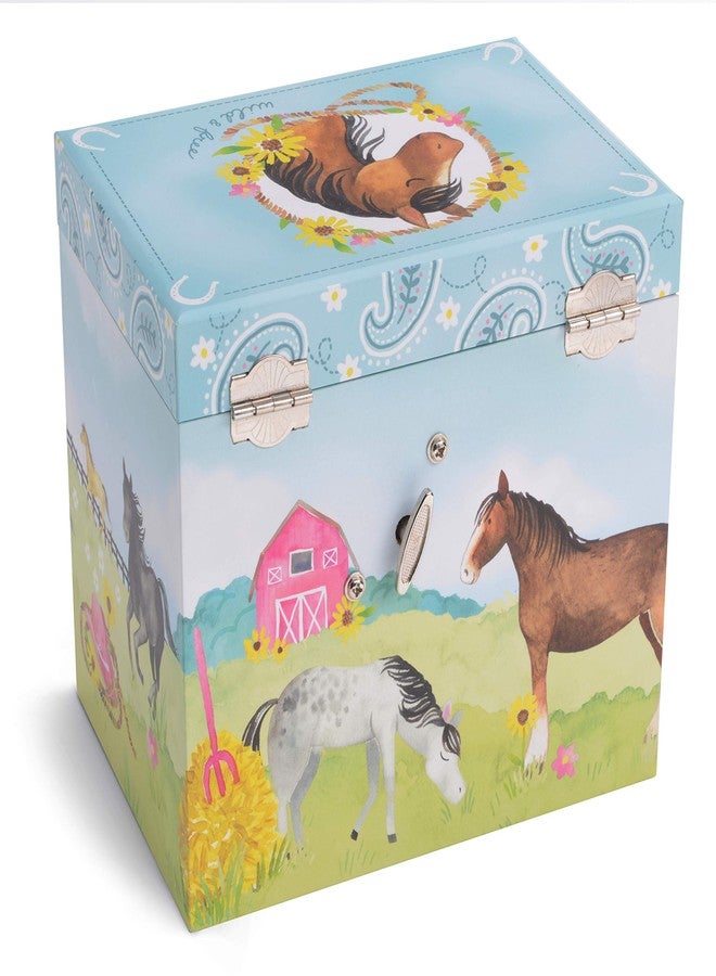 Jewelkeeper Musical Jewelry Box with 2 Pullout Drawers, Horse and Barn Design, Home on The Range Tune - Image 3