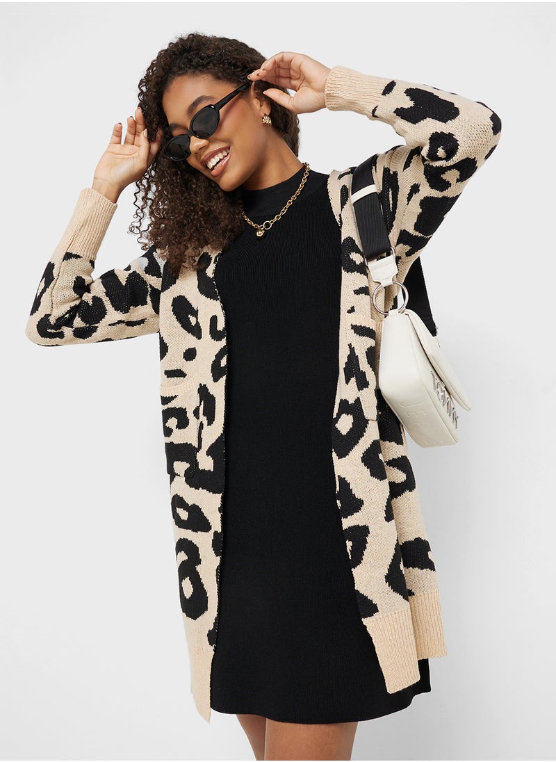 Ginger - Leopard Print Longline Cardigan - Image 1