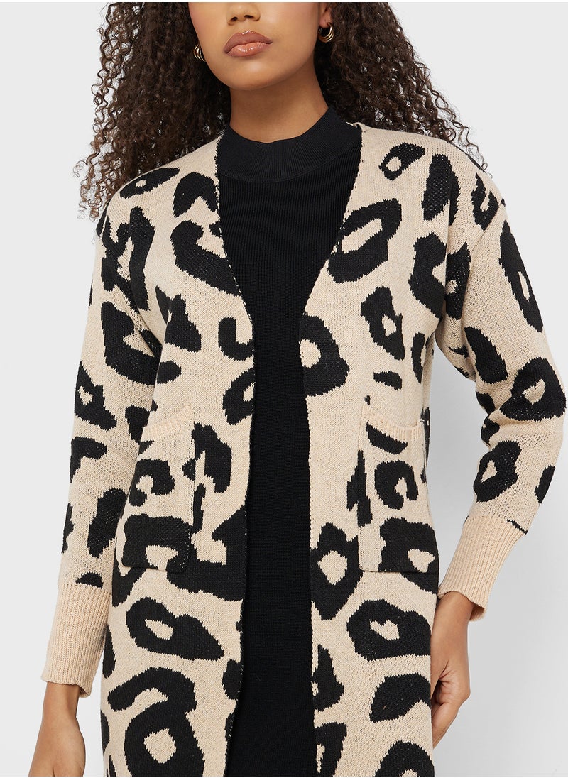 Ginger - Leopard Print Longline Cardigan - Image 1