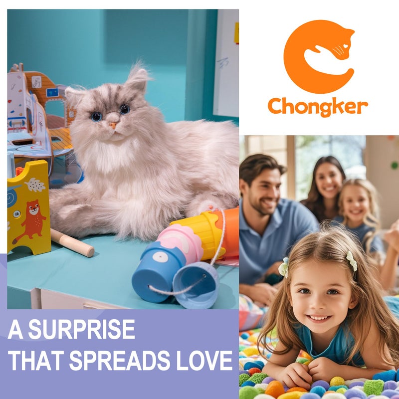 Chongker Weighted Stuffed Animals, Handmade Realistic Cat Plush Toy 3.3LBS, Lifelike Real Cat Size Companion Plush Doll - Image 5