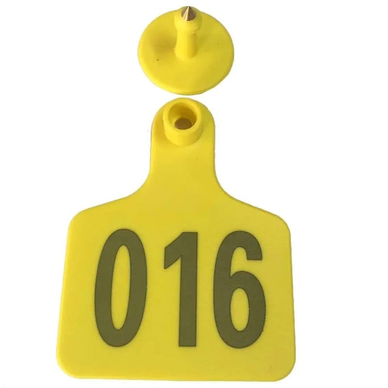Yellow Livestock Ear Tags 100 Packs for Cattle Goats Sheep Pigs TPU Animal Identification - Image 1