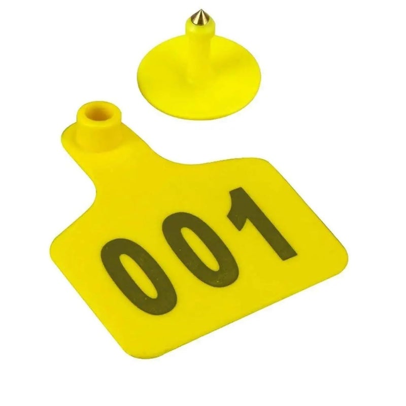 Yellow Livestock Ear Tags 100 Packs for Cattle Goats Sheep Pigs TPU Animal Identification - Image 3
