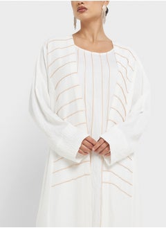 hayas closet Crew Neck Stright Sleeve Abaya  - Image 3