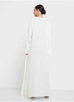 hayas closet Crew Neck Stright Sleeve Abaya  - Image 2
