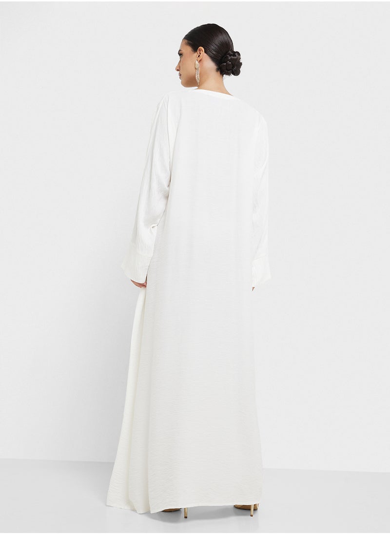 hayas closet Crew Neck Stright Sleeve Abaya  - Image 2
