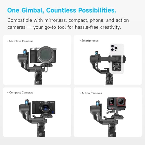 FeiyuTech SCORP MINI 3 Combo AI Tracking Camera Gimbal,All-in-One 3-Axis Stabilizer with Vertical Shooting,Bluetooth&Cable Control,Max 4.41 lbs,for Sony Canon Nikon Panasonic DJI GoPro iPhone - Image 3