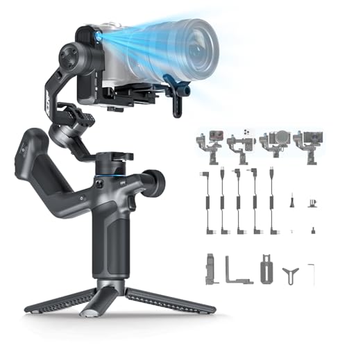 FeiyuTech SCORP MINI 3 Combo AI Tracking Camera Gimbal,All-in-One 3-Axis Stabilizer with Vertical Shooting,Bluetooth&Cable Control,Max 4.41 lbs,for Sony Canon Nikon Panasonic DJI GoPro iPhone - Image 1