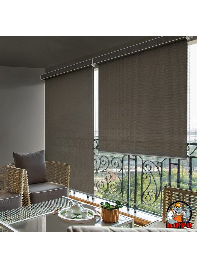 HIPPO Roller Blind Curtain for Outdoor Shade HDPE Corded 95% Sun & UV Protection, Air Flow Design, Light Filtering Balcony Roll-up Blinds (Desert-Storm, 4FTX9FT) - Image 1