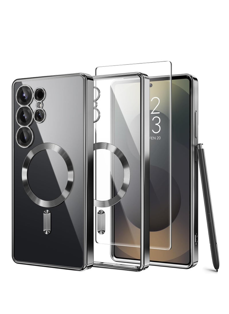 راكسوم غطاء حماية مغناطيسي لهاتف سامسونج جالاكسي إس 25 ألترا 6.9 بوصة مع دعم ماج سيف - غطاء حماية نحيف مقاوم للصدمات ومتوافق مع الشحن اللاسلكي، مزود بواقي شاشة زجاجي مقوى شفاف عالي الدقة بالكامل - غطاء هاتف متين مضاد للخدش للاستخدام اليومي - Image 1