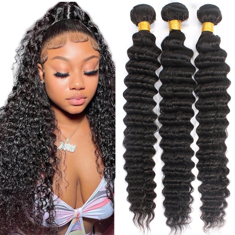 12A Brazilian Virgin Hair Pineapple Deep Wave 3 Bundles 22 24 26 Virgin Brazilian Remy Human Hair Bundles 100 Unprocessed Virgin Remy Hair Bundles Natural Color