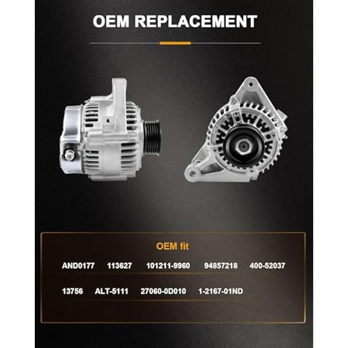 ROADFAR New Alternator Compatible for Chevrolet for Prizm 1998 1999 2000 2001 2002,for Toyota for Corolla 1998-2002, Replace 13756 - Image 3