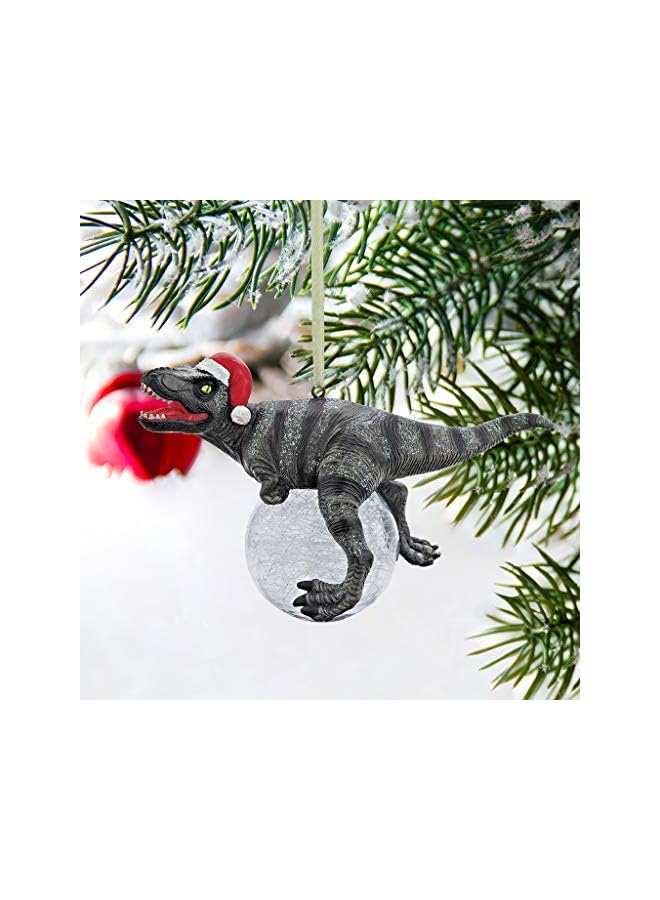 The Bros QS93320 Blitzer the T Rex Dinosaur Christmas Tree Ornament, Polyresin with Glass Ball, 5 Inch, Single - Image 3