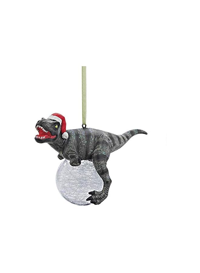The Bros QS93320 Blitzer the T Rex Dinosaur Christmas Tree Ornament, Polyresin with Glass Ball, 5 Inch, Single - Image 2