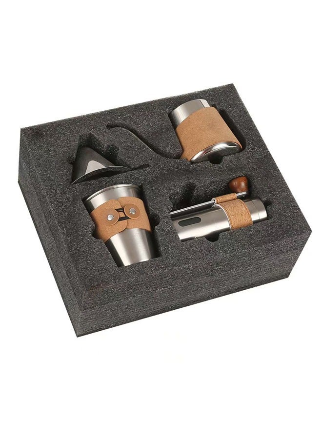 مَجْمُوعَةُ أَدَوَاتِ تَحْضِيرِ القَهْوَةِ اليَدَوِي طَاحُونَةُ قَهْوَةٍ يَدَوِيَّةٌ مُحْتَرِفَة أَدَوَاتُ قَهْوَةٍ لِلسَّفَر تَغْلِيفُ عُلَبِ هَدَايَا فَاخِرَة 4 فِي 1 - Image 3