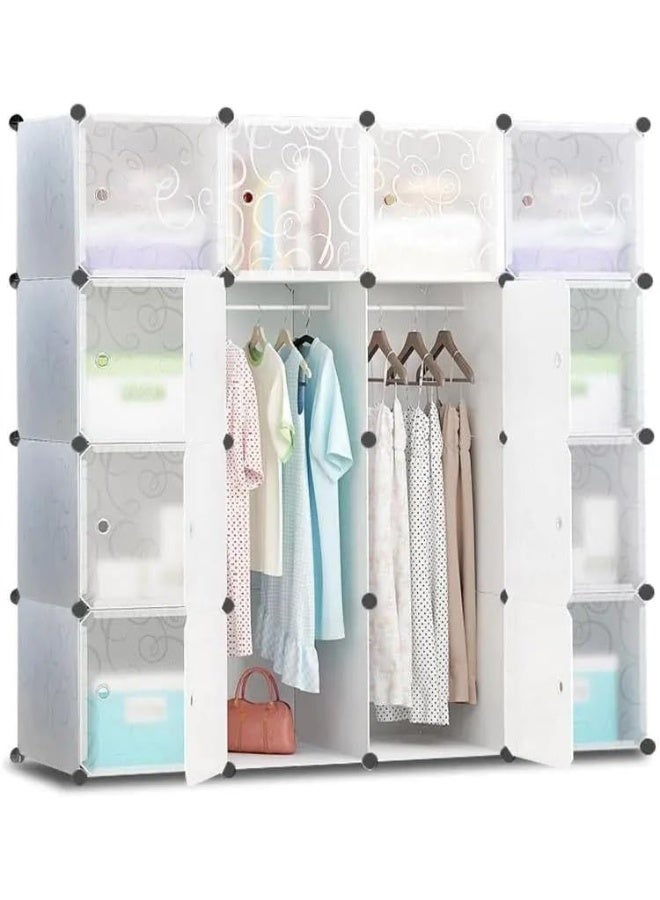 خزانة ملابس قابلة للنقل من SUPAAR مع قسم للتعليق، سعة كبيرة وقوية، (2 شماعات و 10 مكعبات) (16 مكعب أبيض) - Image 5