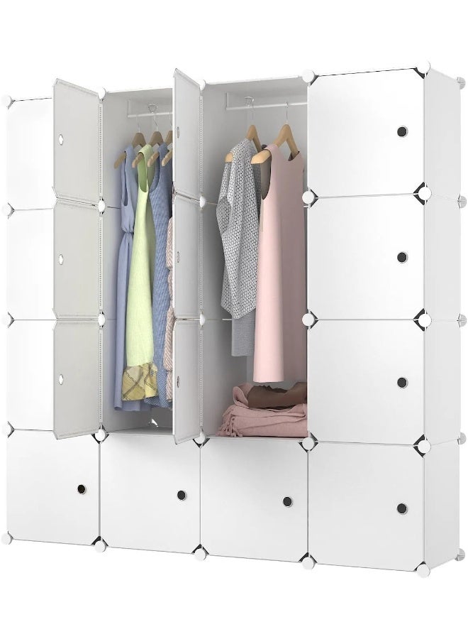 Generic SUPAAR Portable Closet Clothes Wardrobe Bedroom Armoire Storage Organizer With Hanging Section, Capacious & Sturdy, (2 Hangers & 10 Cubes) (16 cube white)  - Image 5