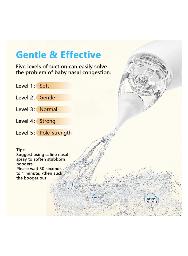 SYOSI Electric Nasal Aspirator for Baby, Baby Nose for Toddlers - Rechargeable, with 3 Silicone Heads, 5-Gear Adjustable Suction, Booger for Babies with Music and Light Soothing Function - Image 4