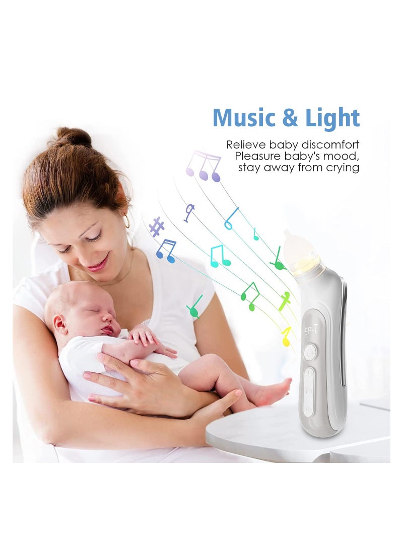 SYOSI Electric Nasal Aspirator for Baby, Baby Nose for Toddlers - Rechargeable, with 3 Silicone Heads, 5-Gear Adjustable Suction, Booger for Babies with Music and Light Soothing Function - Image 3