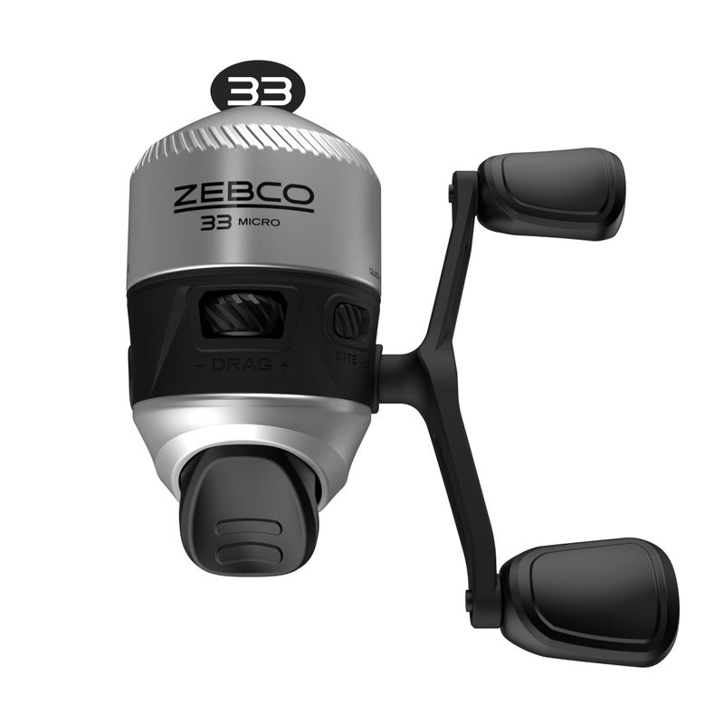 Zebco 33 Micro Spincast Fishing Reel, Size 10 Reel, Changeable Right- or Left-Hand Retrieve, Built-In Bite Alert, Durable All-Metal Gears, Pre-Spooled with 4-Pound Zebco Cajun Line, Silver/Black - Image 1