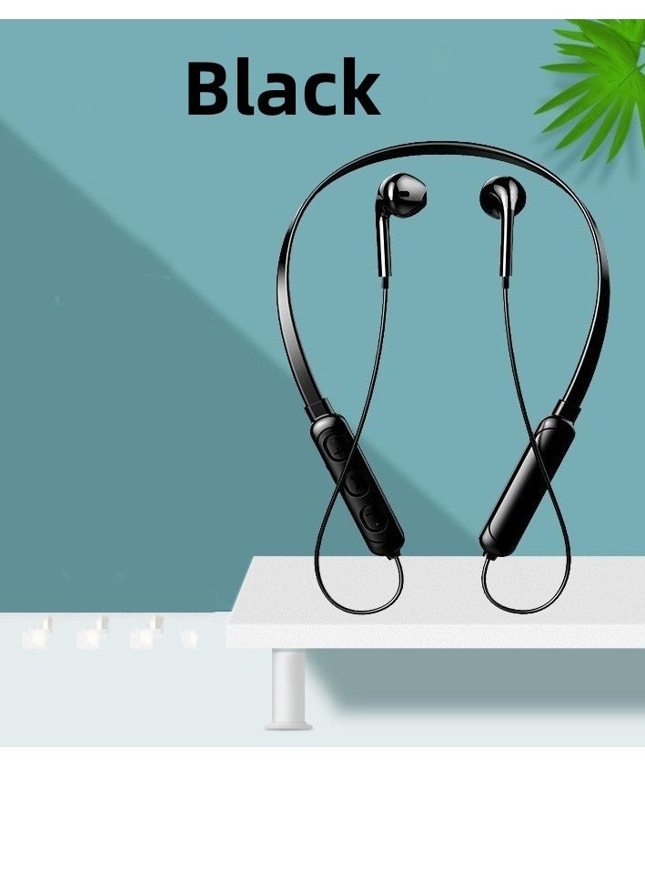 New Wireless Bluetooth Headphones Sports Stereo Noise Cancelling Neckband In-ear Headphones (Black) - Image 1