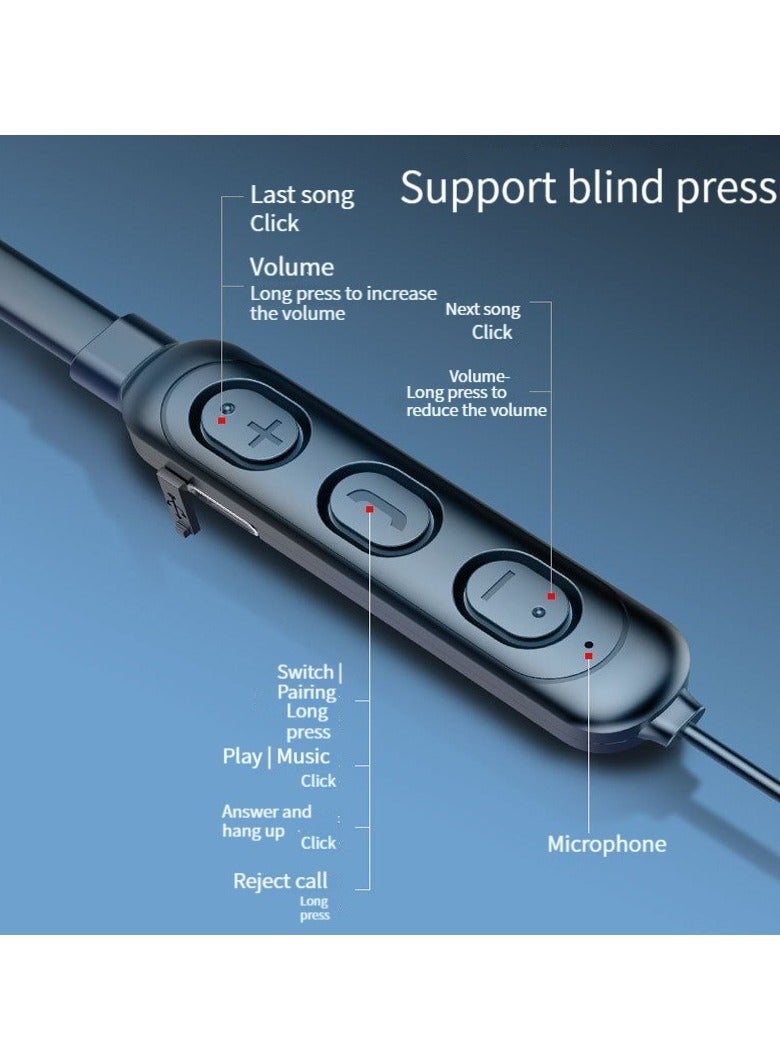 New Wireless Bluetooth Headphones Sports Stereo Noise Cancelling Neckband In-ear Headphones (Black) - Image 3