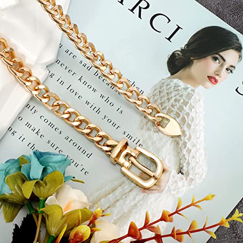 WHIPPY Waist Chain Belt Women Ladies Adjustable Body Waist Link Belts for Jeans Dresses Gold M - Image 2