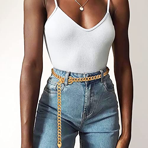 WHIPPY Waist Chain Belt Women Ladies Adjustable Body Waist Link Belts for Jeans Dresses Gold M - Image 5