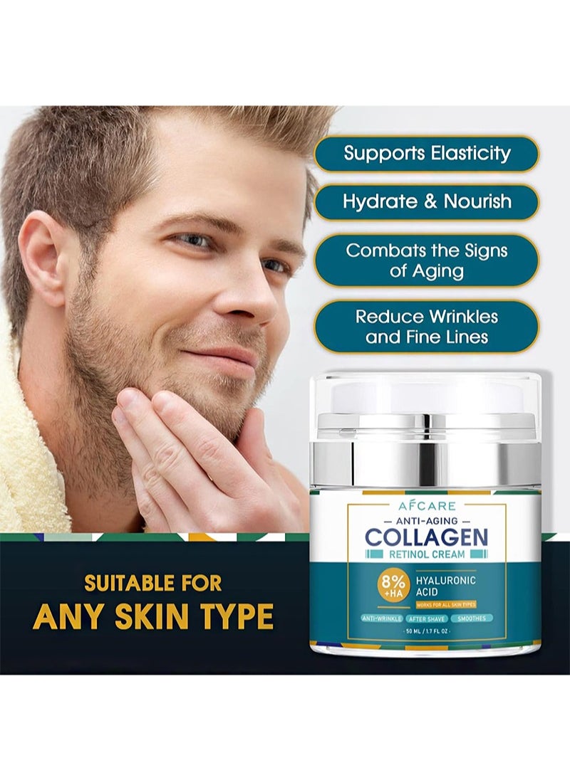 AFCARE Mens Face Moisturizer Anti-Aging with Hyaluronic Acid - Visibly Smooths and Moisturizes With Collagen，Men's Face Cream Moisturizer Easy To Use And All-Natural 50ml  - Image 3