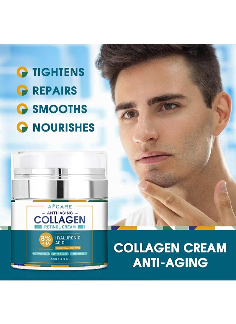 AFCARE Mens Face Moisturizer Anti-Aging with Hyaluronic Acid - Visibly Smooths and Moisturizes With Collagen，Men's Face Cream Moisturizer Easy To Use And All-Natural 50ml  - Image 2