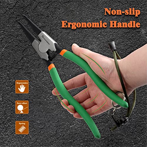 SPEEDWOX Special Angle Tip Lock Ring Pliers 8-Inch Retaining Rings Pliers for Removing Installing Gearshift Locking Rings Spring Loaded Snap Ring Pliers for Removing Installing Locking Rings - Image 5