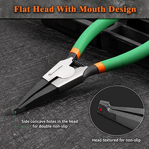 SPEEDWOX Special Angle Tip Lock Ring Pliers 8-Inch Retaining Rings Pliers for Removing Installing Gearshift Locking Rings Spring Loaded Snap Ring Pliers for Removing Installing Locking Rings - Image 2