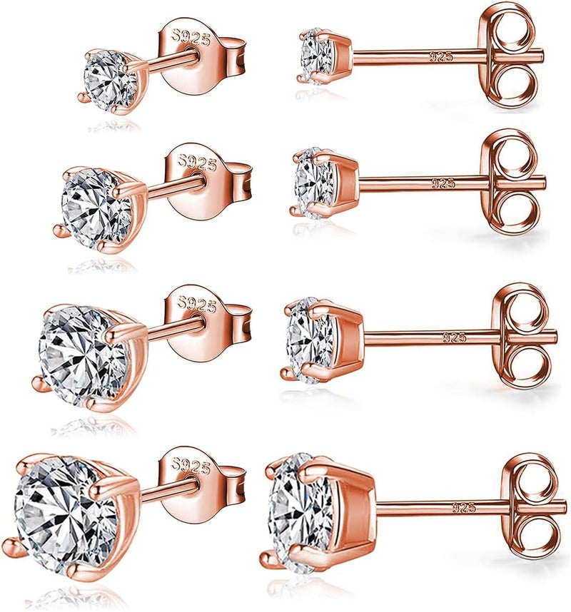 Fcebsty Store 925 Sterling Silver Stud earrings Set | White Gold Plated Hypoallergenic Stud Earrings | Cubic Zirconia Stud Earrings for Women (2mm,3mm,4mm,5mm,6mm,7mm) 8 CZ colors options - Image 1