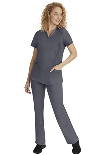 Healing Hands Scrubs Top 3 Pocket V-Neck 2278 Jasmin Womens Scrub Top Purple Label Scrubs for Women Pewter L - Image 3