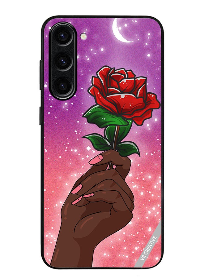 VR CREATIVE Protective Case Cover For Samsung Galaxy S23 Plus Rose Presenter Black Hand Design Multicolour - Image 1