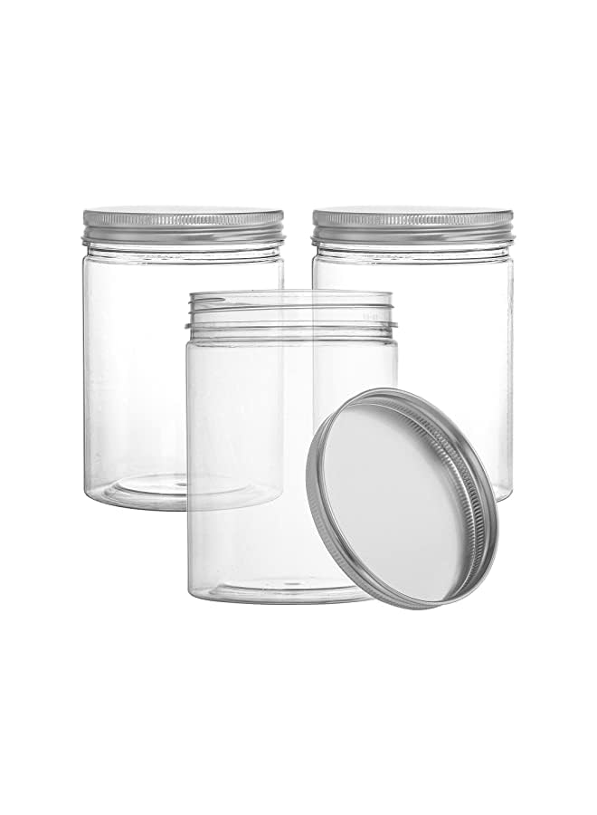 Tebery 16 Pack Clear Plastic Jars Bottles Containers with Silver Ribbed Lids 20oz Straight Cylinders Storage Canisters for Food & Home Storage - Image 5