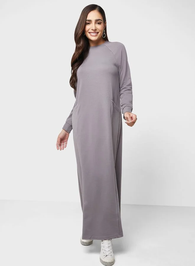 Refka by modanisa Pocket Detail Crew Neck Dress